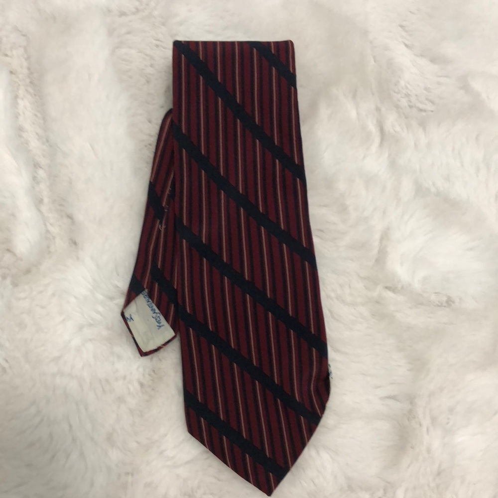 Vintage Yves Saint Laurent Red Silk Tie Stripes